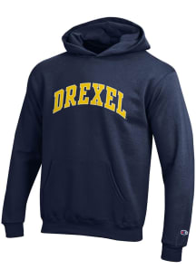Youth Drexel Dragons Navy Blue Champion Powerblend Long Sleeve Hooded Sweatshirt
