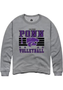 Caleigh Ponn Rally Mens Grey K-State Wildcats NIL Striped Player Crew