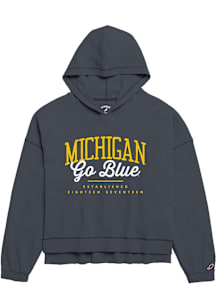 Womens Navy Blue Michigan Wolverines Waffle Hooded Sweatshirt