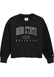 Ohio State Buckeyes Womens Black Reverse Fleece Crew Sweatshirt