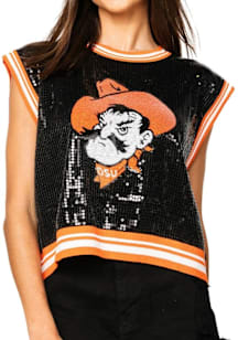 Queen of Sparkles Oklahoma State Cowboys Womens Black Full Sequin Mascot Tank Top