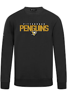 Levelwear Pittsburgh Penguins Mens Black Zane Carve Long Sleeve Crew Sweatshirt