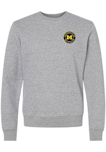 Michigan Wolverines Mens Grey Team Badge Long Sleeve Crew Sweatshirt