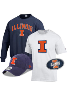 Illinois Fighting Illini Mens Grey Gift Pack Sets Long Sleeve Crew Sweatshirt