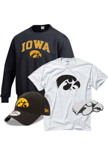 Mens Grey Iowa Hawkeyes Gift Pack Sets Crew Sweatshirt