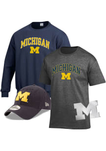 Mens Grey Michigan Wolverines Gift Pack Sets Crew Sweatshirt