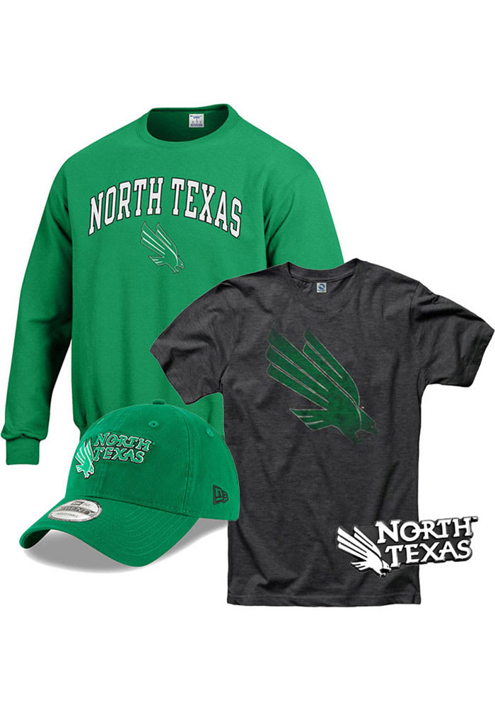 North Texas Mean Green Mens Grey Gift Pack Sets Long Sleeve Crew Sweatshirt