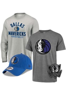 Dallas Mavericks Mens Grey Gift Pack Long Sleeve Crew Sweatshirt