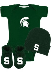 Baby Green Michigan State Spartans Baby Gift Set One Piece Set