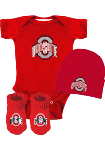 Baby Red Ohio State Buckeyes Baby Gift Set One Piece Set