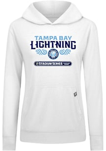 Levelwear Tampa Bay Lightning Womens White Relay Stacked 2026 Stadium Series Hooded Sweatshirt