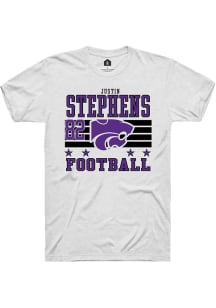 Justin Stephens Rally Mens White K-State Wildcats NIL Striped Player T Shirt