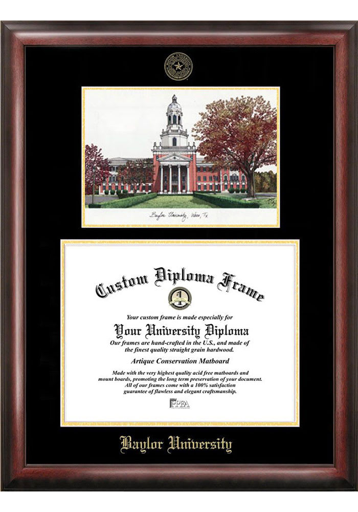 Baylor Bears Gold Embossed Diploma with Lithograph Picture Frame