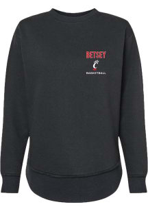 Tyler Betsey Rally Womens Black Cincinnati Bearcats NIL Embroidered Crew Sweatshirt