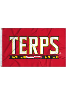 Red Maryland Terrapins wordmark Silk Screen Grommet Flag