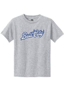 Summit Sportswear Durham Bulls Youth Grey Alt Logo Wordmark Short Sleeve T-Shirt