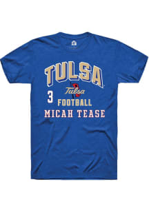 Micah Tease Rally Mens Blue Tulsa Golden Hurricane NIL Arch Logo Player T Shirt