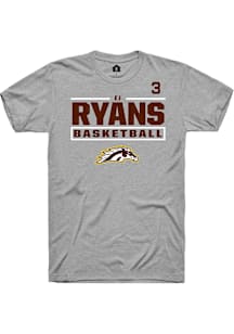 Ej Ryans Western Michigan Broncos Grey NIL Stacked Box Short Sleeve Player T Shirt