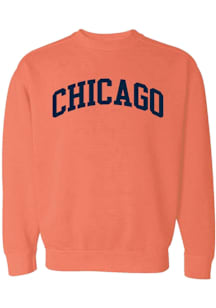 Summit Sportswear Chicago Mens Orange Wordmark Long Sleeve Crew Sweatshirt