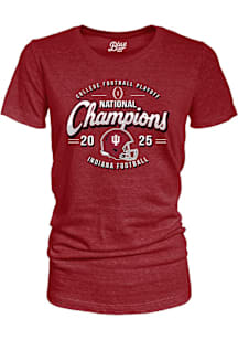 Blue 84 Indiana Hoosiers Womens Crimson 2025 College Football National Champions Short Sleeve T-Sh..