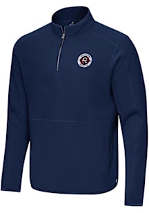 Antigua New England Revolution Mens Navy Blue Step Up Long Sleeve Qtr Zip Pullover