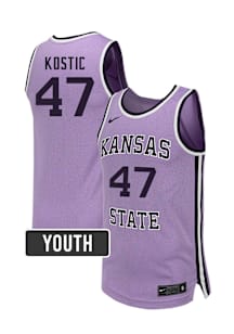 Andrej Kostic  Nike K-State Wildcats Youth NIL Name And Number Lavender Basketball Jersey