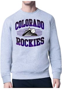 Starter Colorado Rockies Mens Grey Team Grit Long Sleeve Crew Sweatshirt