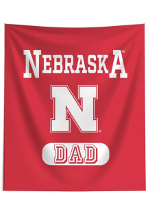 Red Nebraska Cornhuskers Dad 50x60 Tapestry Blanket