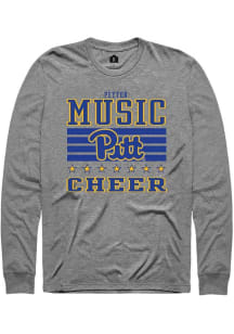 Peyton Music Mens Grey Pitt Panthers NIL Striped Long Sleeve Player T Shirt