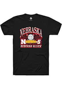 Rebekah Allick Nebraska Cornhuskers Black NIL Name Number Net Short Sleeve Player T Shirt