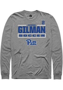Jackson Gilman Mens Graphite Pitt Panthers NIL Stacked Box Long Sleeve Player T Shirt