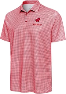 Mens Wisconsin Badgers Red Antigua Breeze Short Sleeve Polo Shirt