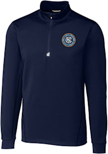 Cutter and Buck New York City FC Mens Navy Blue Traverse Long Sleeve Qtr Zip Pullover
