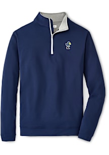 Peter Millar Kansas Jayhawks Mens Navy Blue Perth Long Sleeve Qtr Zip Pullover