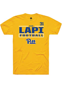 Nick Lapi Rally Mens Gold Pitt Panthers NIL Stacked Box Player T Shirt