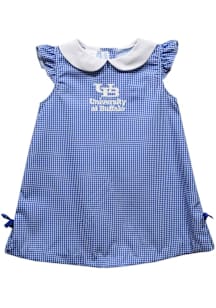 Vive La Fete Buffalo Bulls Baby Girls Blue Gingham Short Sleeve Dress
