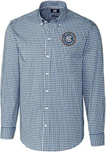 Cutter and Buck New York City FC Mens Navy Blue Easy Care Stretch Big and Tall Dress Shirt