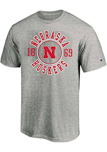 Nebraska Cornhuskers Mens Grey Circle Graphic Big and Tall T-Shirt