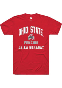 Erika Gumagay Rally Mens Red Ohio State Buckeyes NIL Arch Logo Player T Shirt