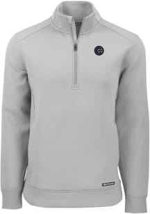 Cutter and Buck Chicago Cubs Mens Grey Mono Roam Long Sleeve Qtr Zip Pullover