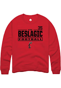 Dino Beslagic Cincinnati Bearcats Mens Red Football NIL Stacked Box Player Crew