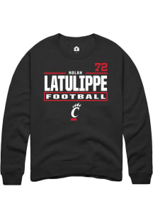 Nolan Latulippe Rally Mens Black Cincinnati Bearcats NIL Stacked Box Player Crew