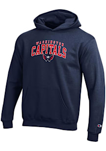 Champion Washington Capitals Youth Navy Blue Arched Logo Long Sleeve Hoodie