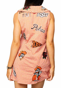 Queen of Sparkles Oklahoma State Cowboys Womens Orange Sequins Gingham Short Sleeve Dress