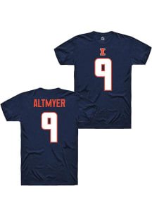 Luke Altmyer Rally Mens Navy Blue Illinois Fighting Illini NIL Shirzee Player T Shirt