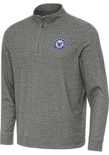Antigua Navy Mens Black Subtle Long Sleeve Qtr Zip Pullover
