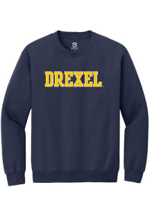 Mens Drexel Dragons Navy Blue Summit Sportswear Straight Block Crew Sweatshirt