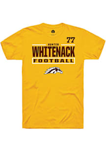 Hunter Whitenack Western Michigan Broncos Gold Football NIL Stacked Box Short Sleeve Player T Shir..