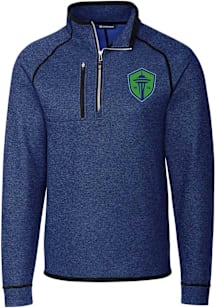 Cutter and Buck Seattle Sounders FC Mens Blue Mainsail Long Sleeve Qtr Zip Pullover