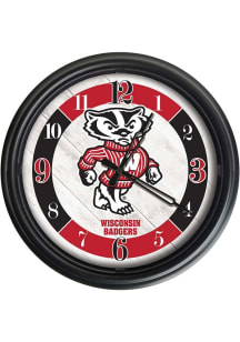 Black Wisconsin Badgers Mascot Outdoor LED Wall Clock